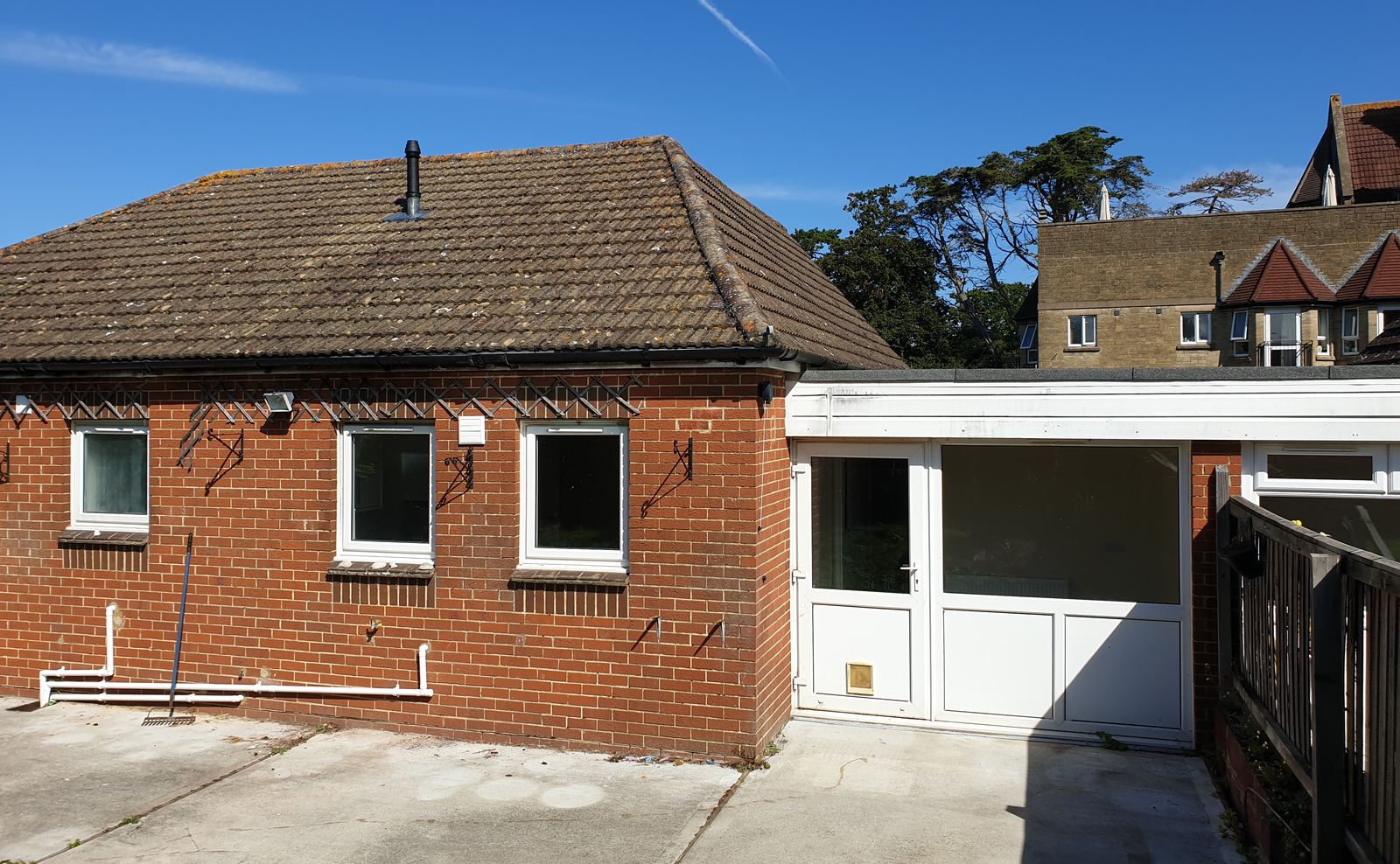 Rear of an island bungalow affected by subsidence